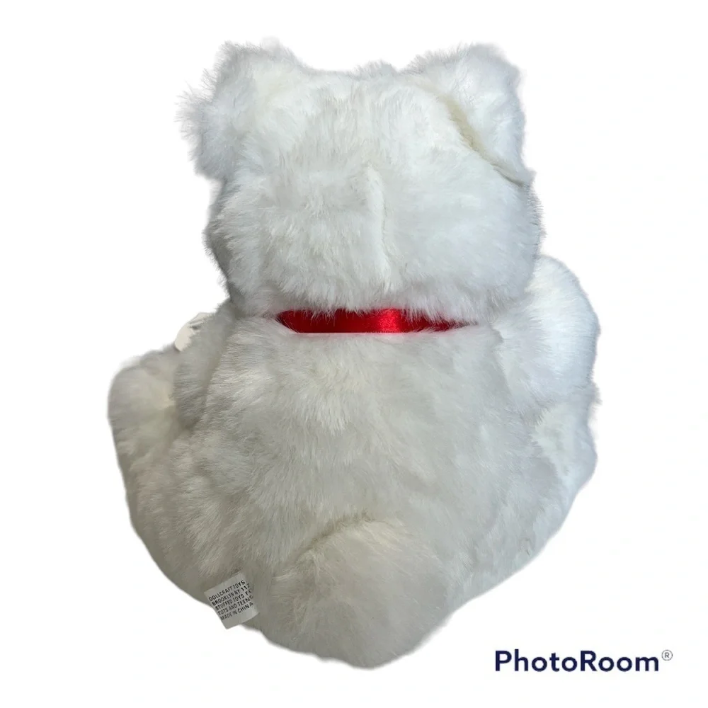 Dollcraft White Valentine Plush Bear  NWT
